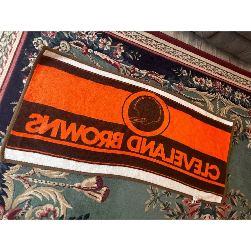 Vintage 1980's Cleveland Brown Stadium Throw Blanket 26 1/2 x 57 1/2 Beach Towel